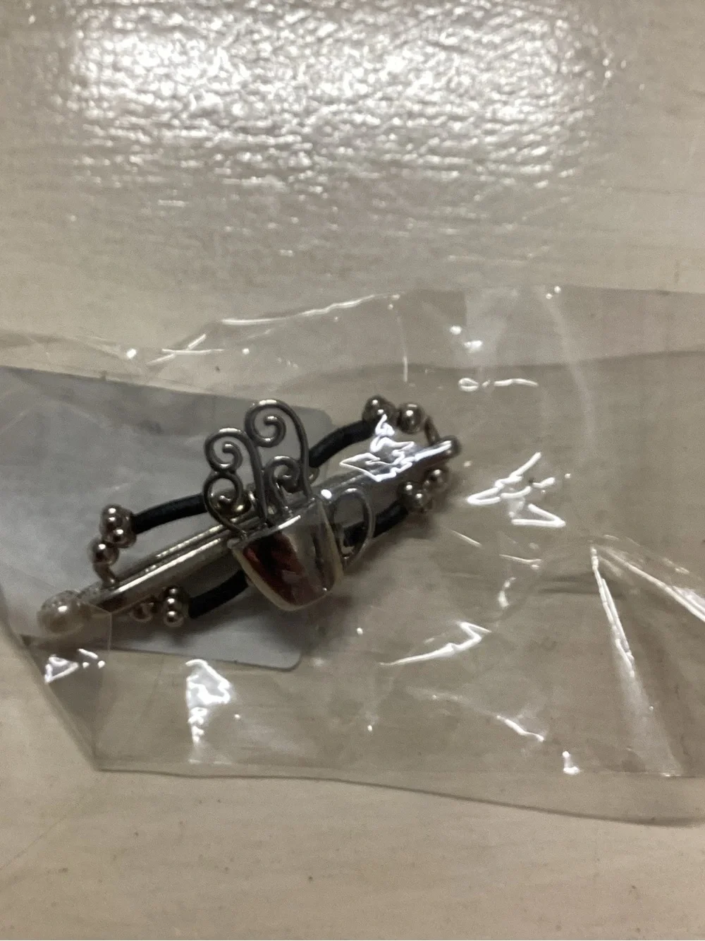 Lila Rose Silver Coffee Cup Charm Hair Slide with Black Cord